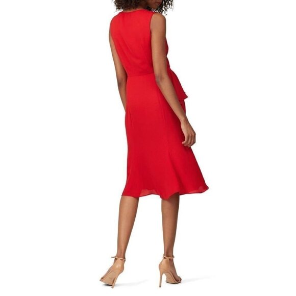 Prabal Gurung Cherry Red Ruffled Cocktail Sheath Midi Dress in Women's 14 - Picture 7 of 10